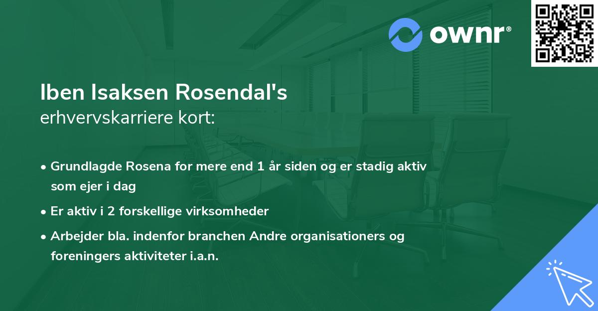 Iben Isaksen Rosendal's erhvervskarriere kort