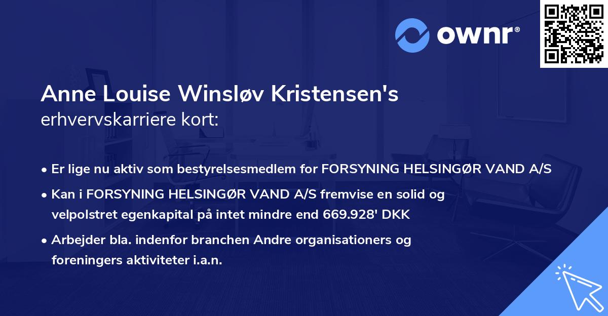 Anne Louise Winsløv Kristensen's erhvervskarriere kort