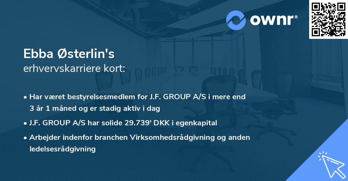 Ebba Østerlin's erhvervskarriere kort