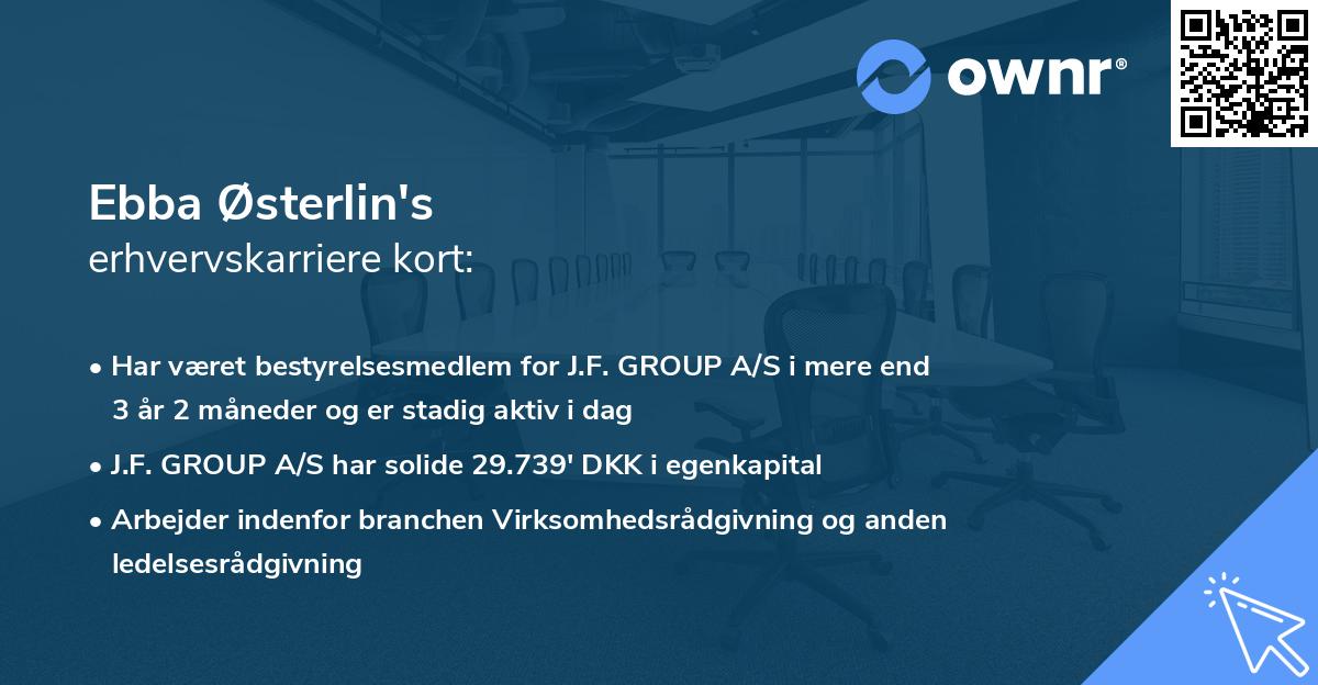 Ebba Østerlin's erhvervskarriere kort