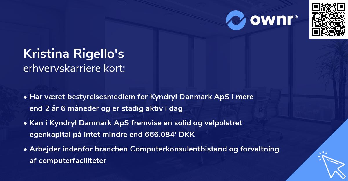 Kristina Rigello's erhvervskarriere kort