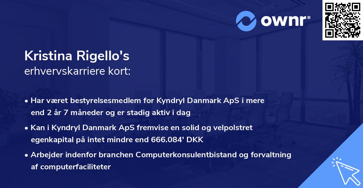 Kristina Rigello's erhvervskarriere kort