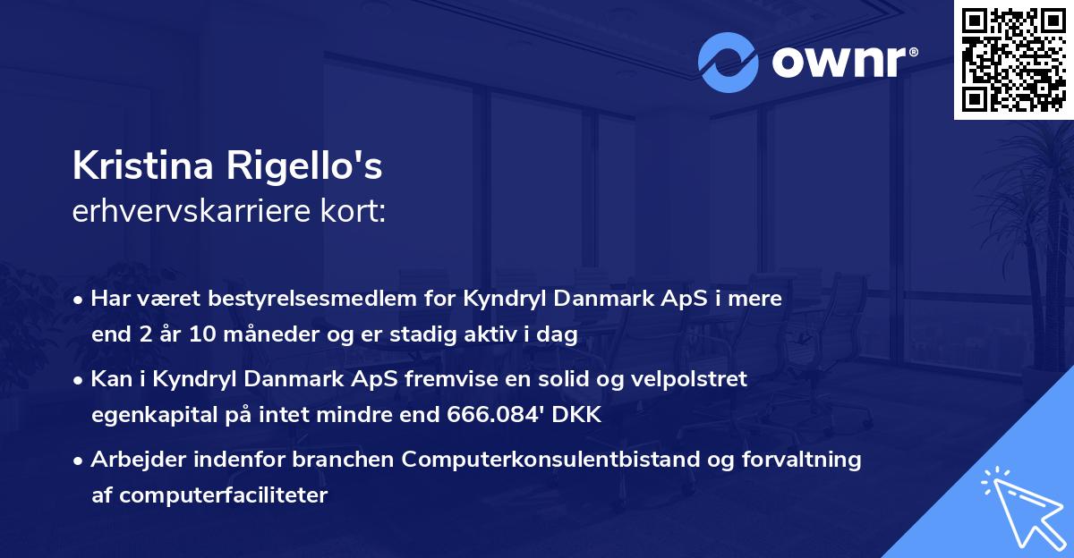Kristina Rigello's erhvervskarriere kort