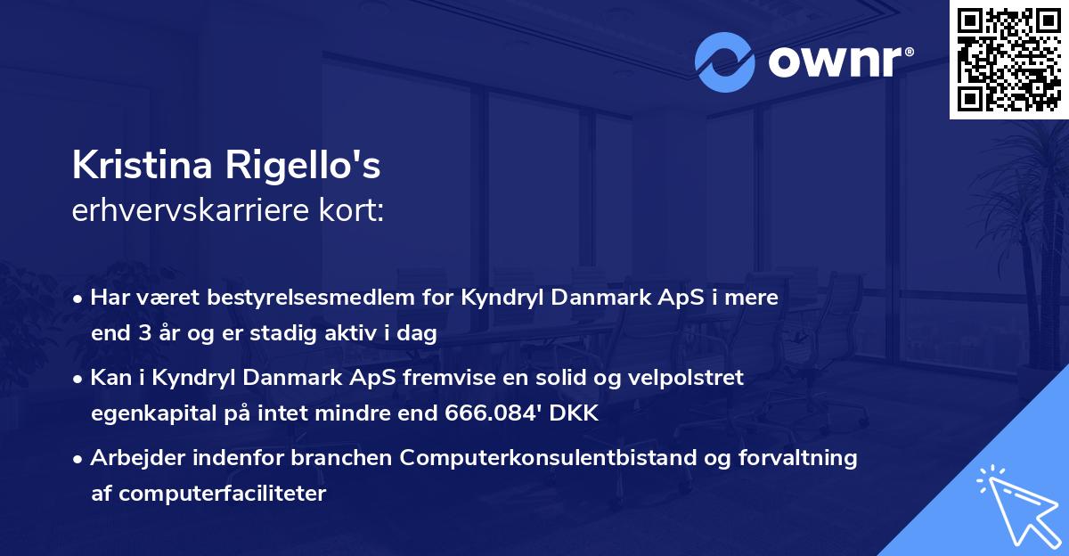 Kristina Rigello's erhvervskarriere kort