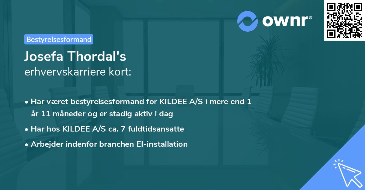 Josefa Thordal's erhvervskarriere kort