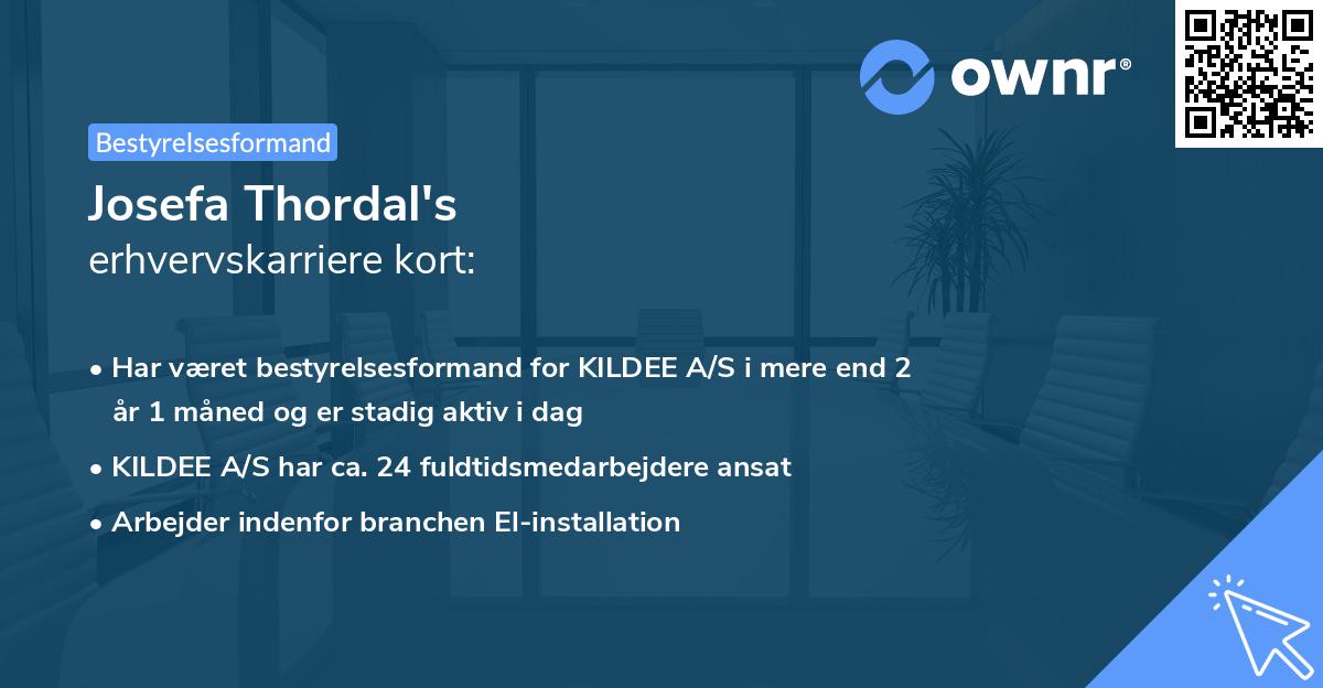 Josefa Thordal's erhvervskarriere kort
