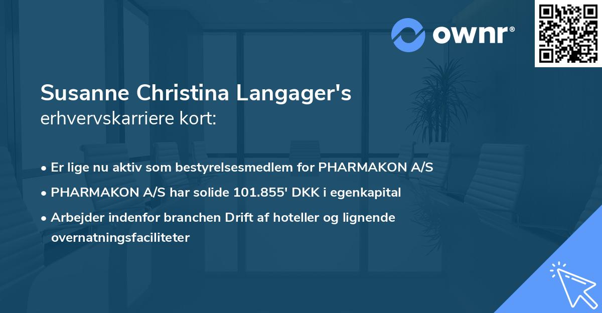 Susanne Christina Langager's erhvervskarriere kort