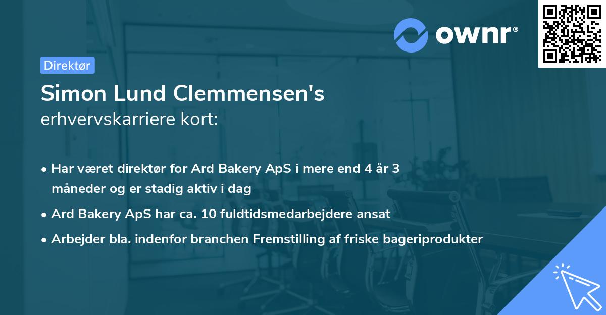Simon Lund Clemmensen's erhvervskarriere kort