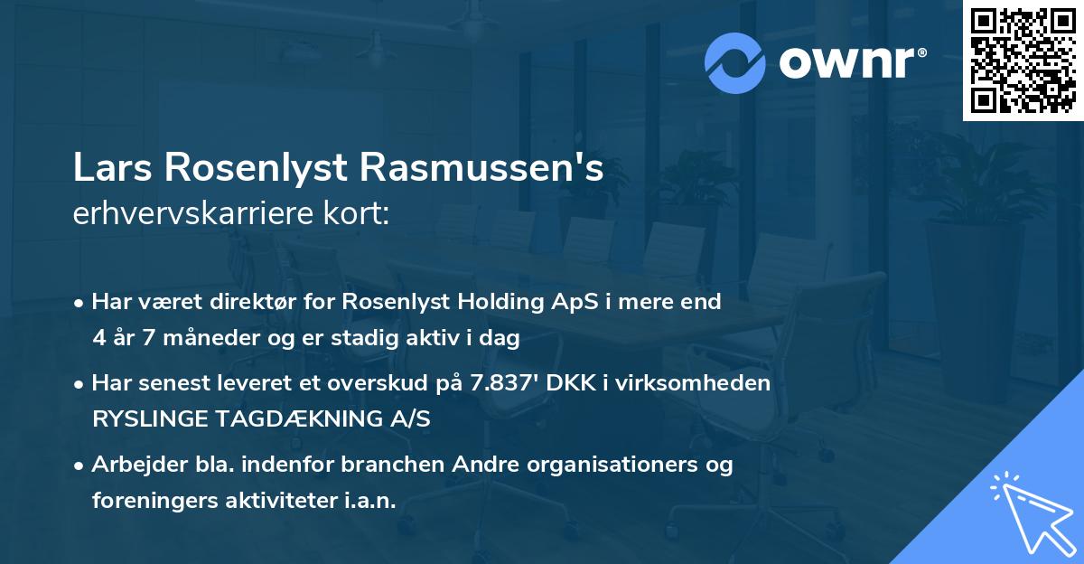 Lars Rosenlyst Rasmussen's erhvervskarriere kort