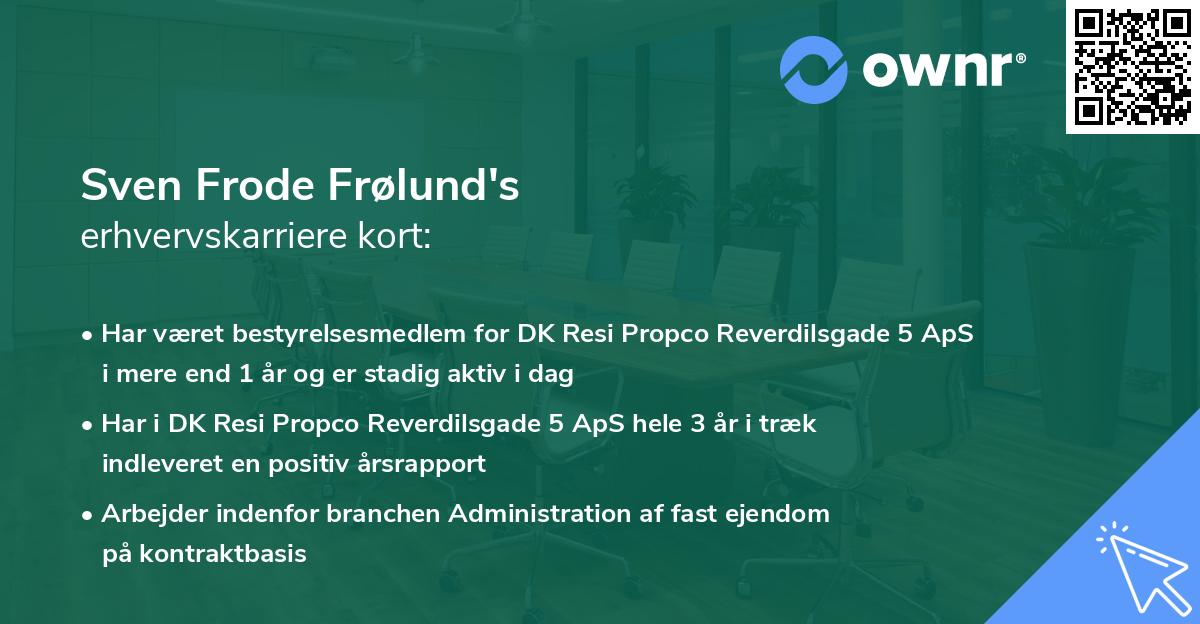 Sven Frode Frølund's erhvervskarriere kort
