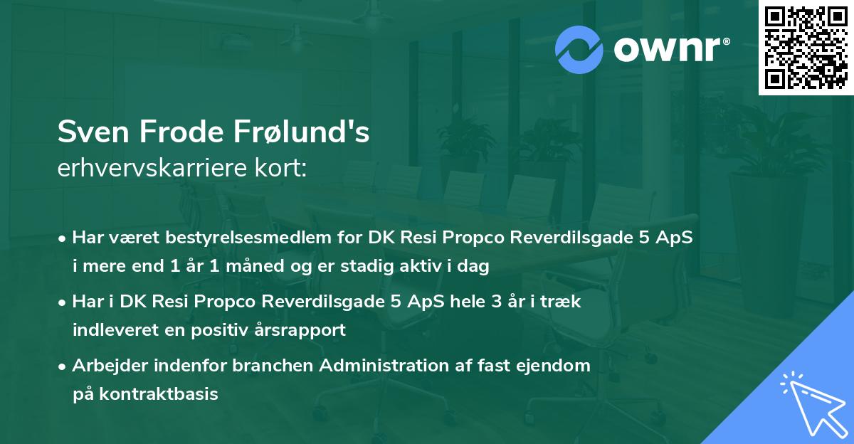 Sven Frode Frølund's erhvervskarriere kort