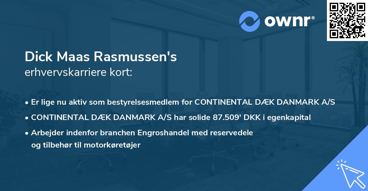 Dick Maas Rasmussen's erhvervskarriere kort