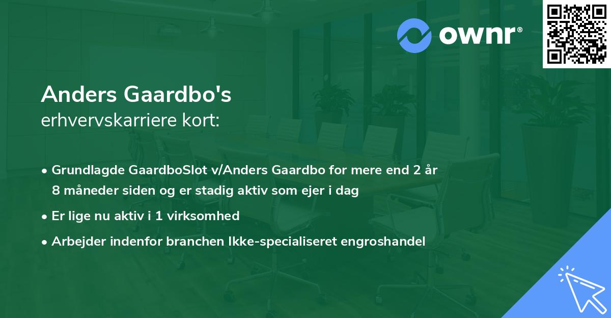 Anders Gaardbo's erhvervskarriere kort