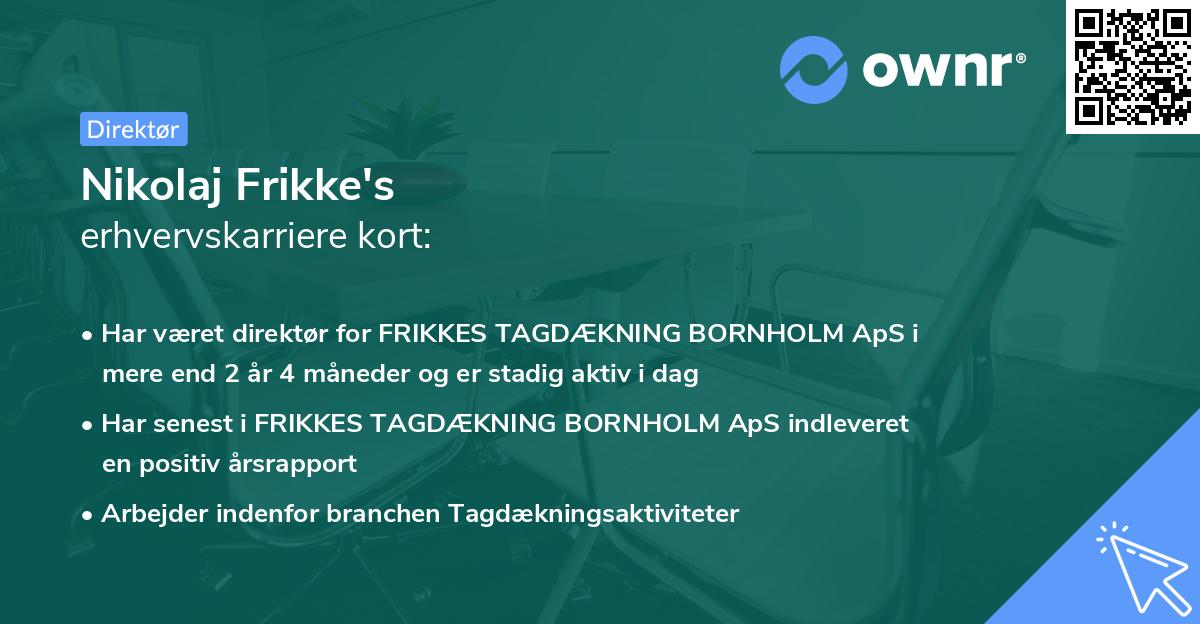 Nikolaj Frikke's erhvervskarriere kort
