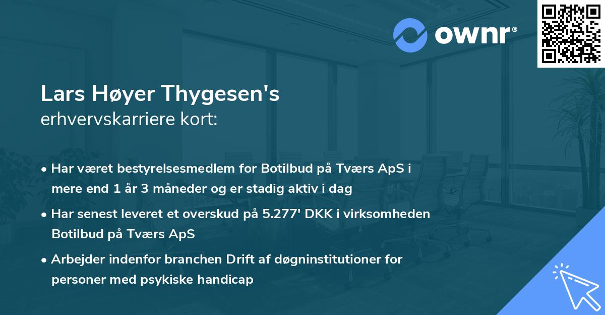 Lars Høyer Thygesen's erhvervskarriere kort