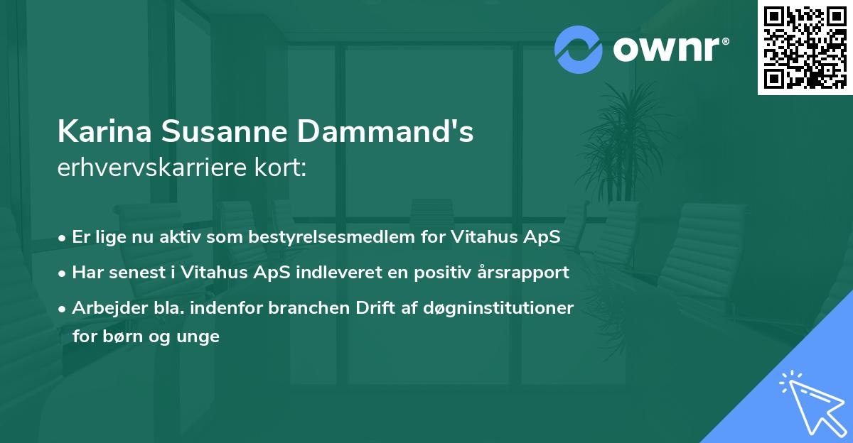 Karina Susanne Dammand's erhvervskarriere kort