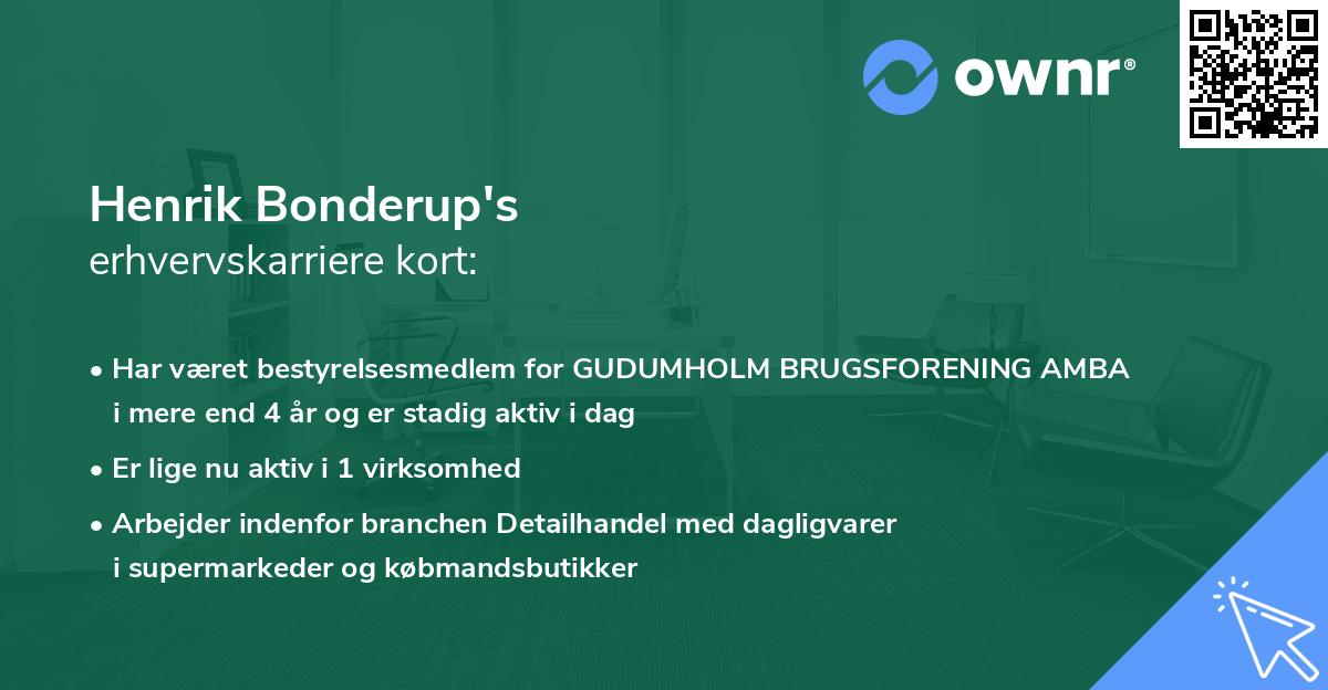 Henrik Bonderup's erhvervskarriere kort