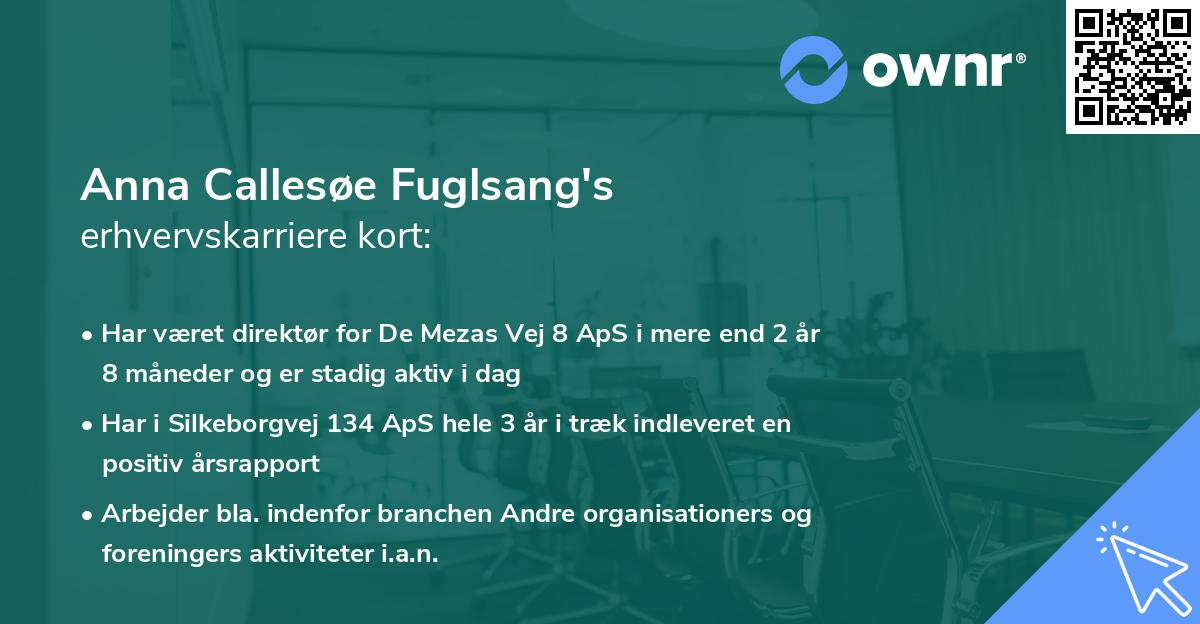Anna Callesøe Fuglsang's erhvervskarriere kort