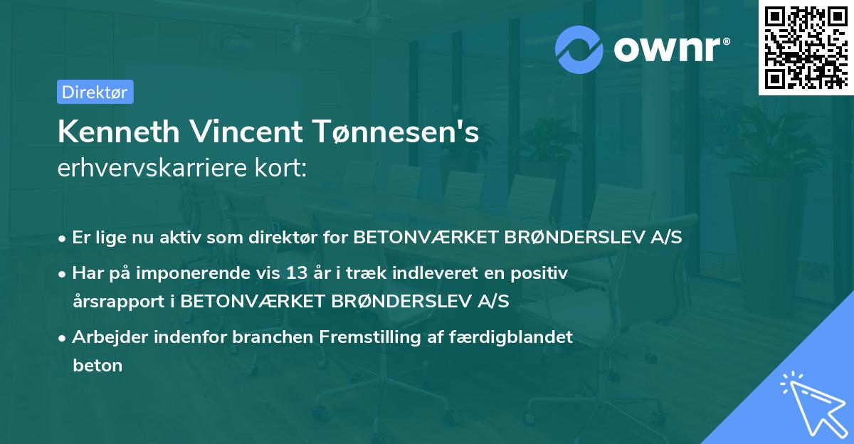 Kenneth Vincent Tønnesen's erhvervskarriere kort