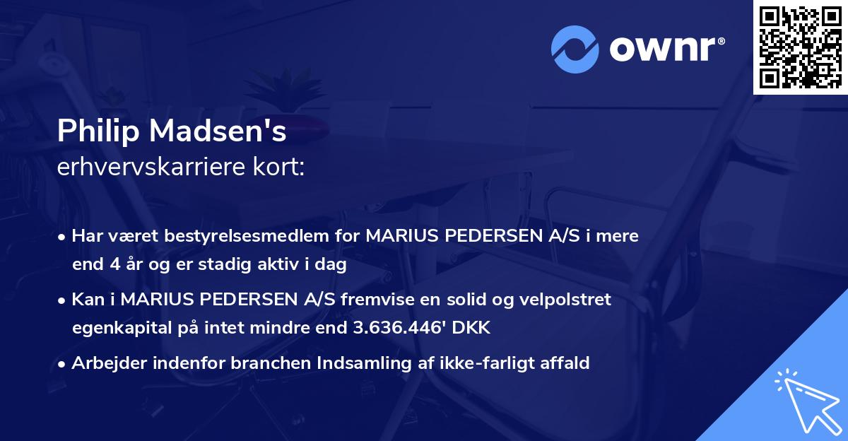Philip Madsen's erhvervskarriere kort