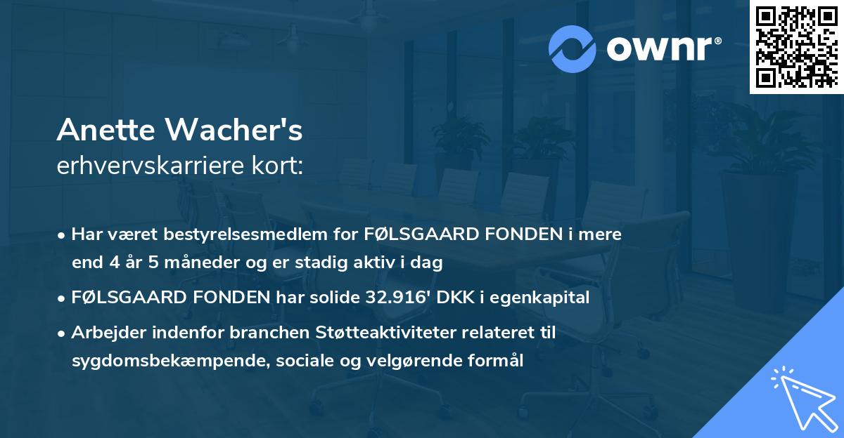 Anette Wacher's erhvervskarriere kort