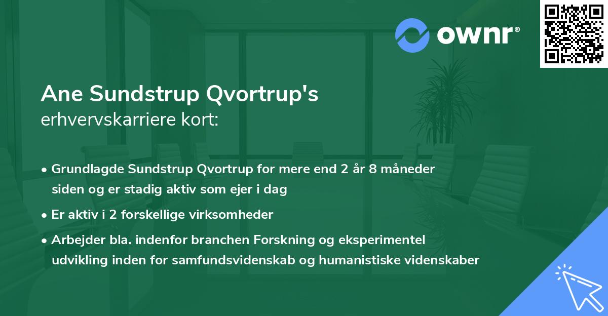 Ane Sundstrup Qvortrup's erhvervskarriere kort