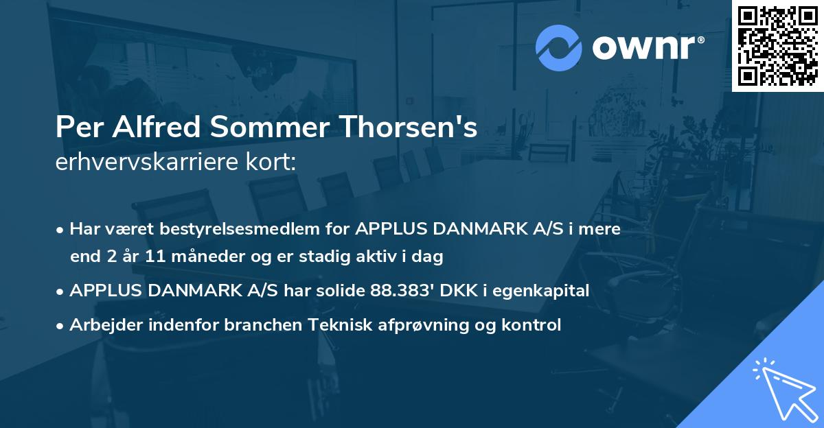 Per Alfred Sommer Thorsen's erhvervskarriere kort