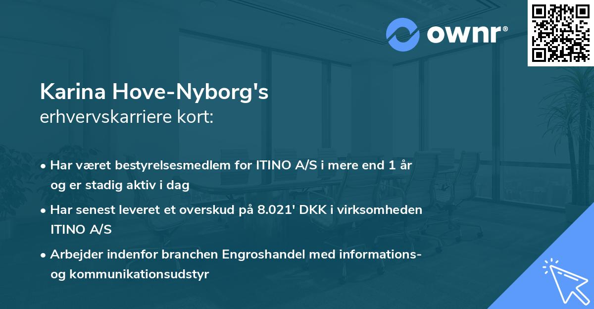 Karina Hove-Nyborg's erhvervskarriere kort