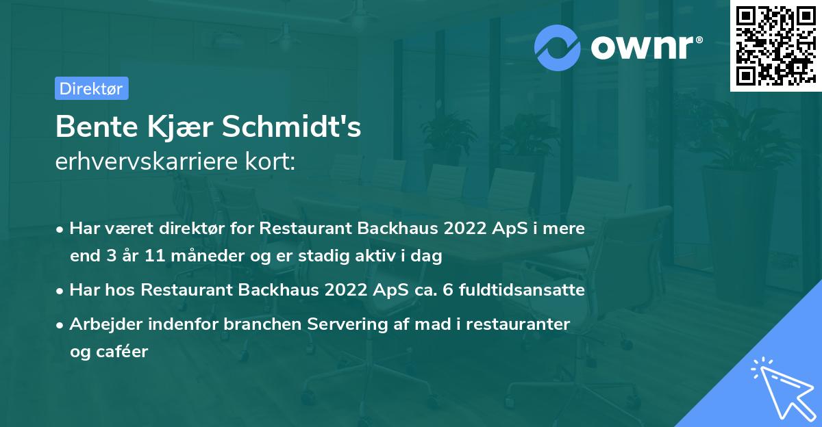 Bente Kjær Schmidt's erhvervskarriere kort