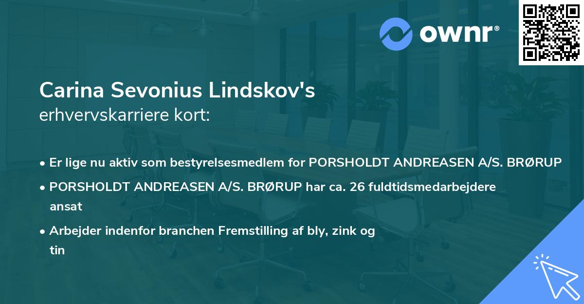 Carina Sevonius Lindskov's erhvervskarriere kort