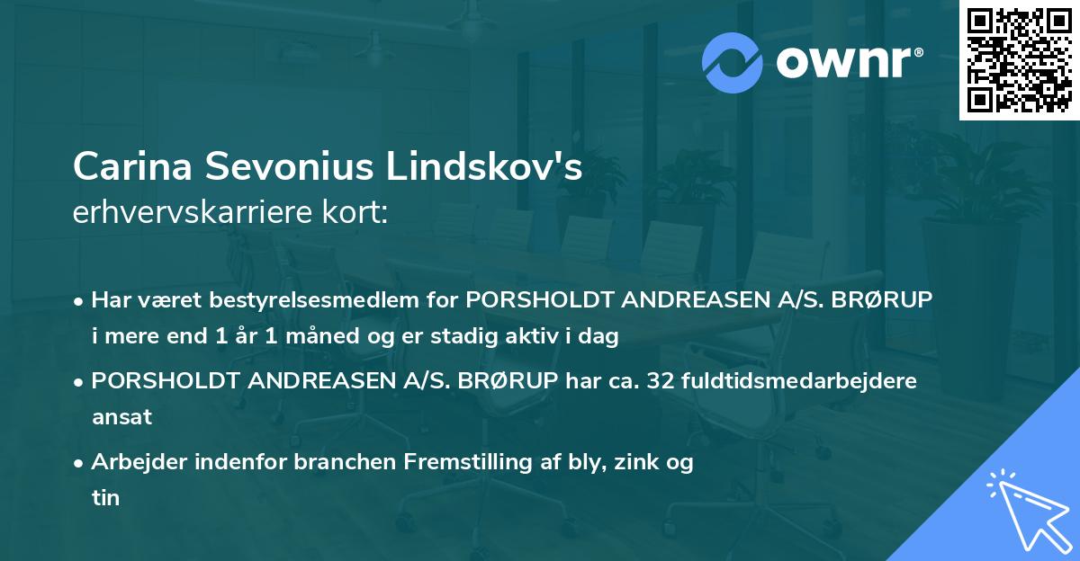 Carina Sevonius Lindskov's erhvervskarriere kort