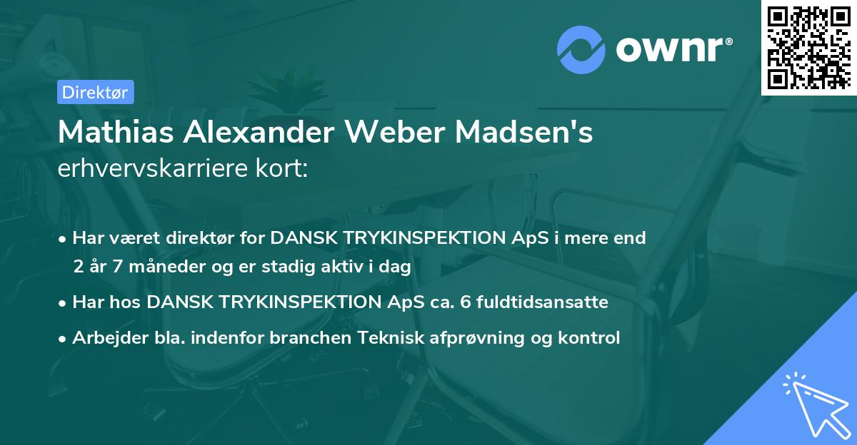 Mathias Alexander Weber Madsen's erhvervskarriere kort