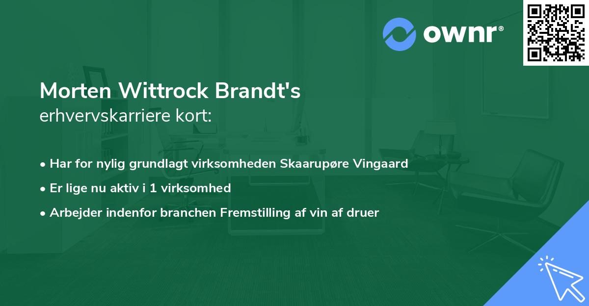 Morten Wittrock Brandt's erhvervskarriere kort