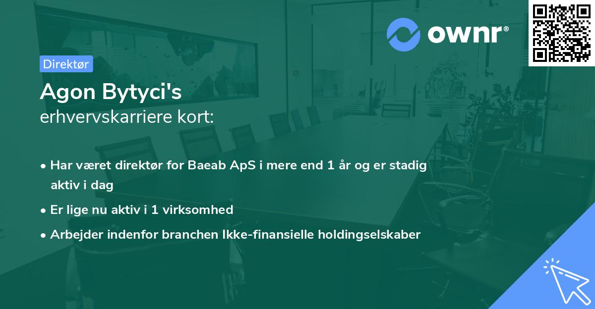 Agon Bytyci's erhvervskarriere kort