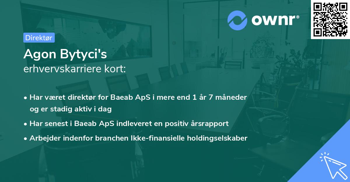 Agon Bytyci's erhvervskarriere kort