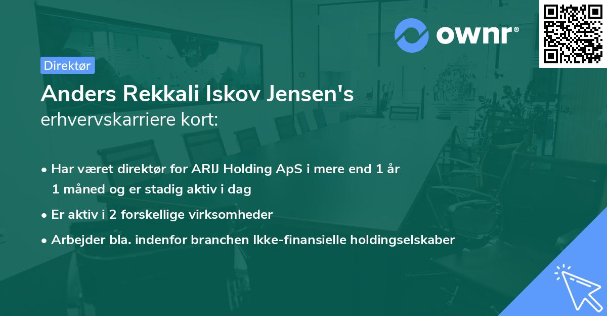 Anders Rekkali Iskov Jensen's erhvervskarriere kort