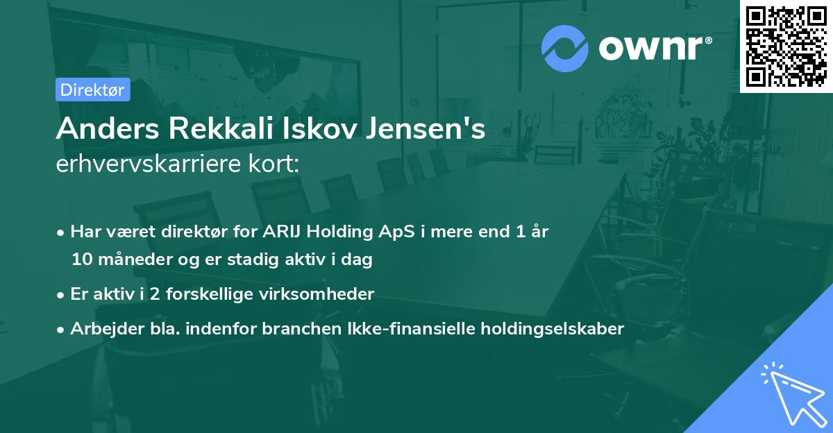 Anders Rekkali Iskov Jensen's erhvervskarriere kort