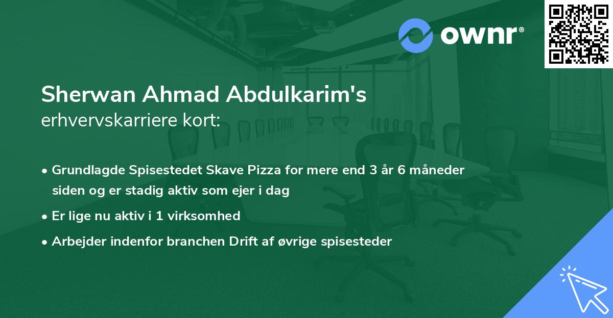 Sherwan Ahmad Abdulkarim's erhvervskarriere kort