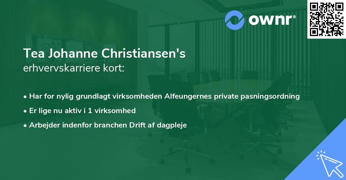 Tea Johanne Christiansen's erhvervskarriere kort