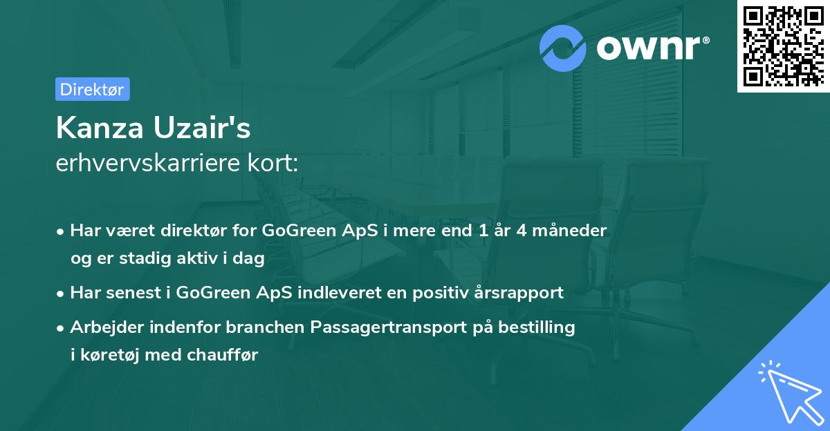 Kanza Uzair's erhvervskarriere kort