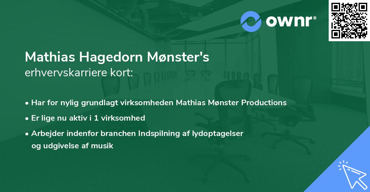 Mathias Hagedorn Mønster's erhvervskarriere kort