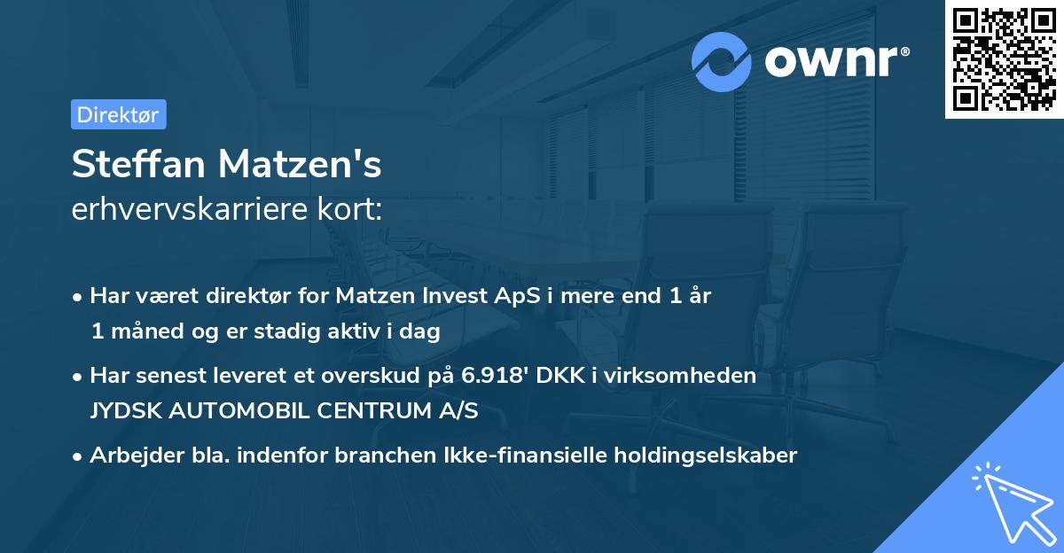 Steffan Matzen's erhvervskarriere kort