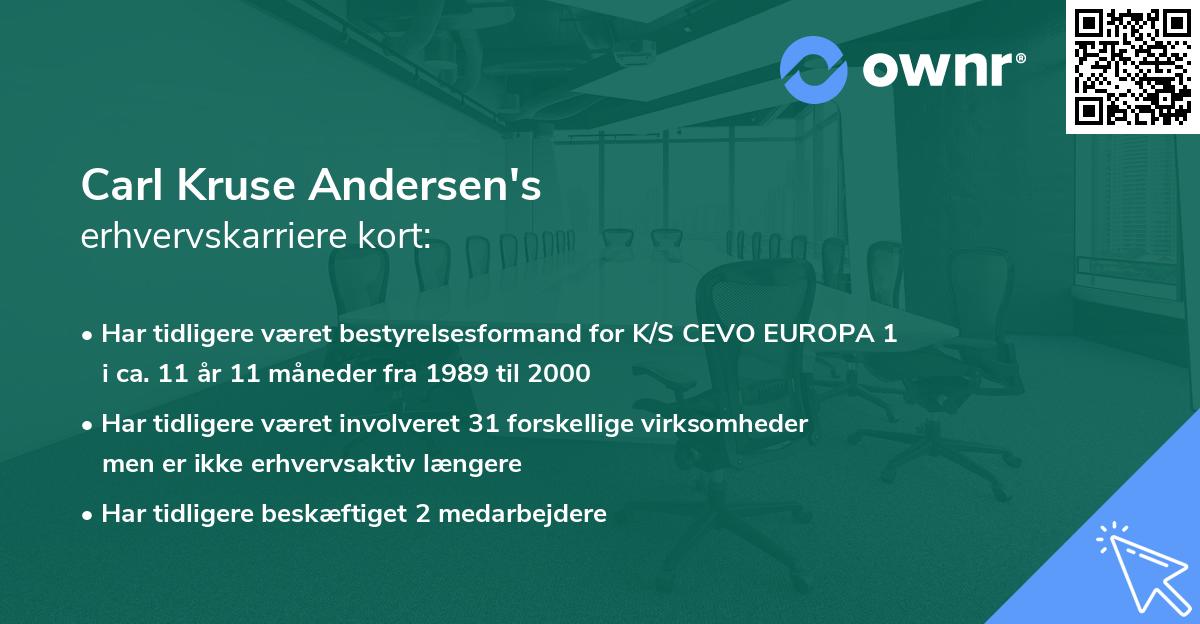 Carl Kruse Andersen's erhvervskarriere kort