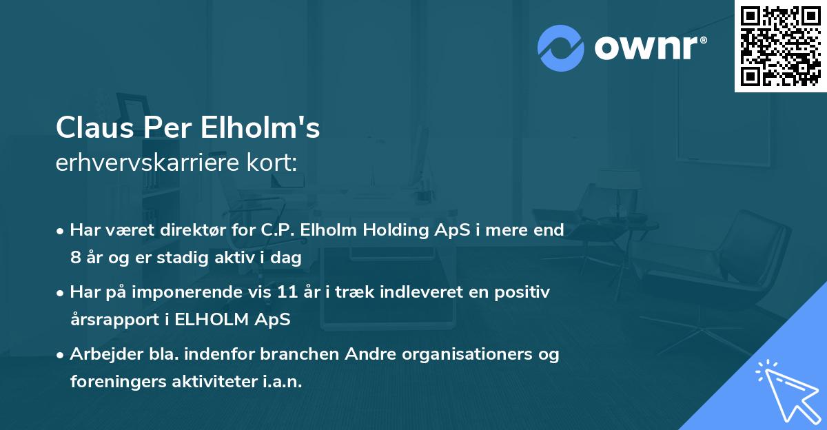 Claus Per Elholm's erhvervskarriere kort