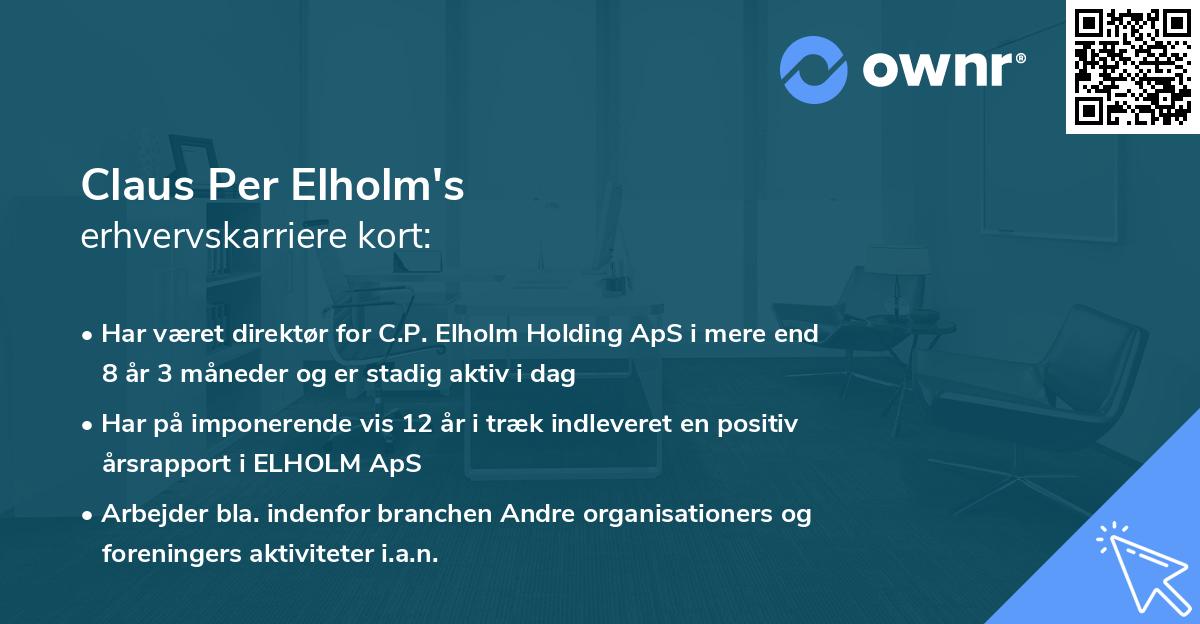 Claus Per Elholm's erhvervskarriere kort