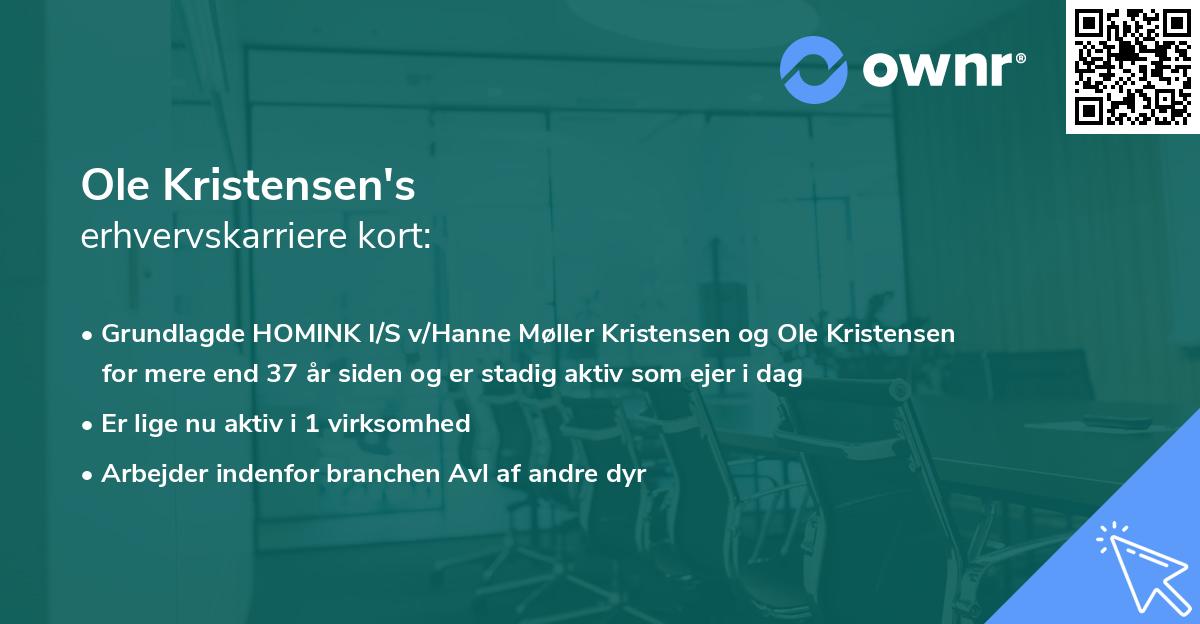 Ole Kristensen's erhvervskarriere kort