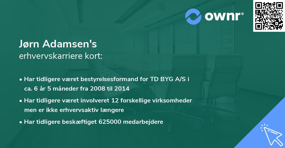 Jørn Adamsen's erhvervskarriere kort
