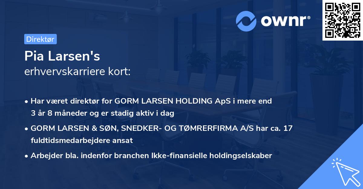 Pia Larsen's erhvervskarriere kort