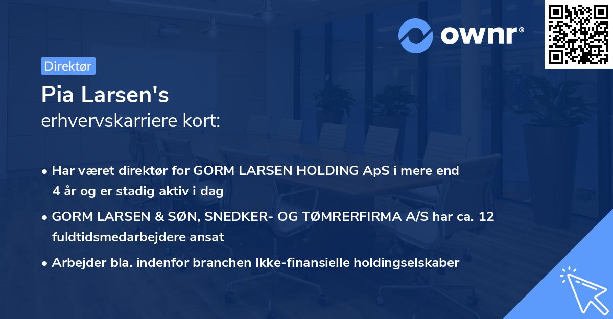 Pia Larsen's erhvervskarriere kort
