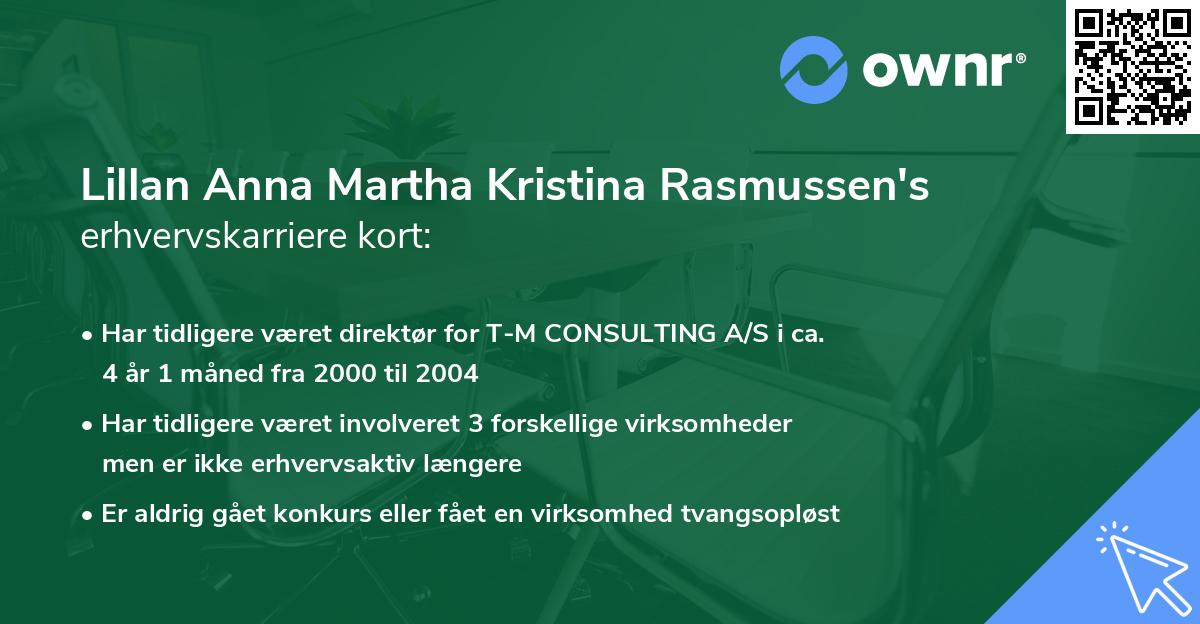 Lillan Anna Martha Kristina Rasmussen's erhvervskarriere kort